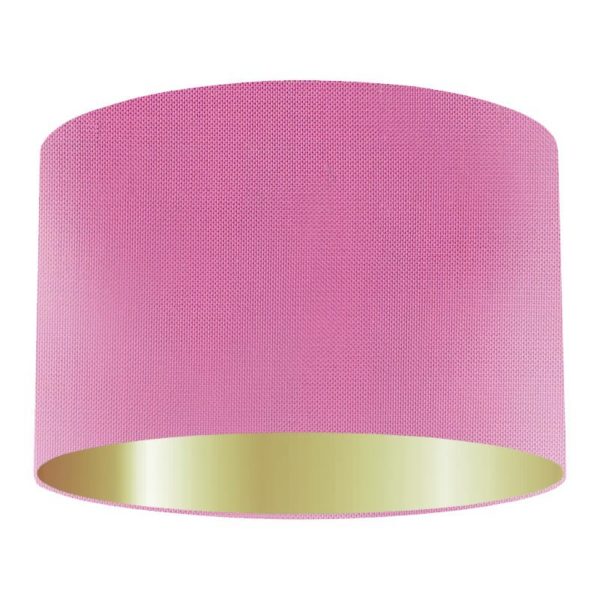 Flamingo Silk Drum Lampshade With Gold Lining
