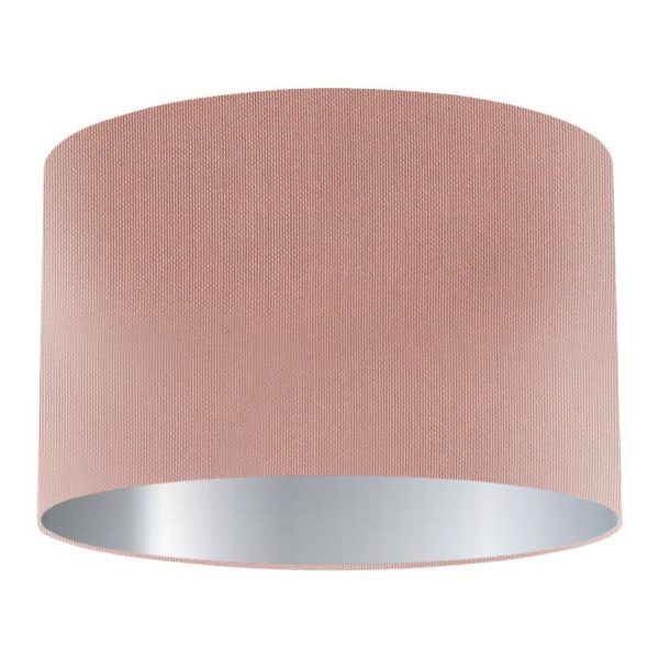 Flesh Silk Drum Lampshade with Silver Lining
