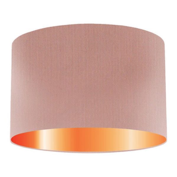 Flesh Silk Drum Lampshade With Copper Lining