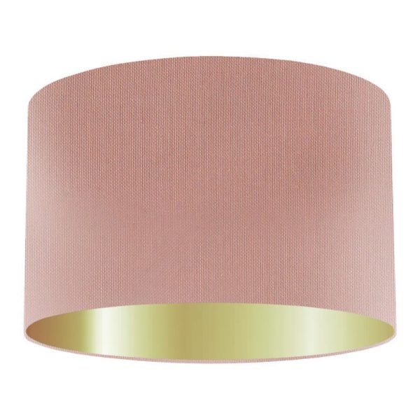 Flesh Silk Drum Lampshade With Gold Lining