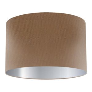 Fudge Silk Drum Lampshade with Silver Lining