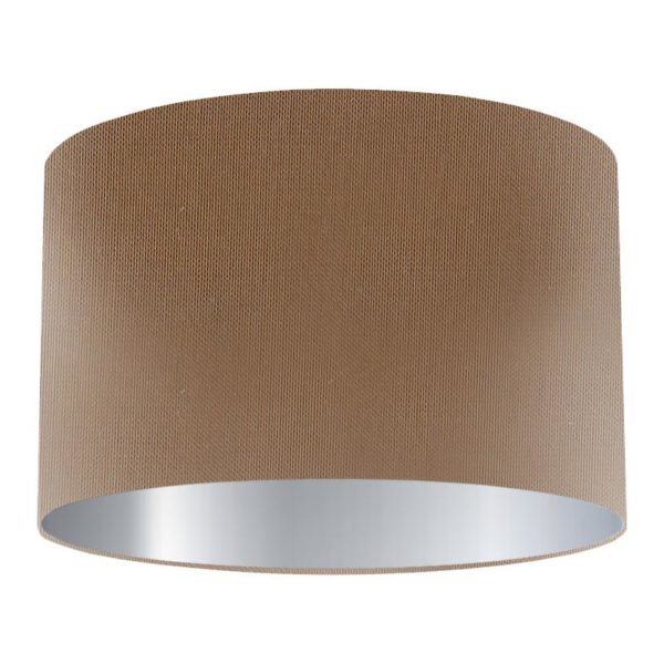 Fudge Silk Drum Lampshade with Silver Lining