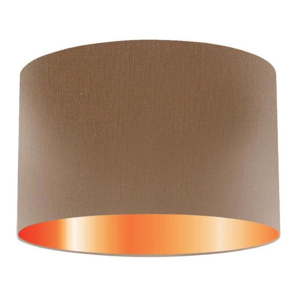 Fudge Silk Drum Lampshade With Copper Lining