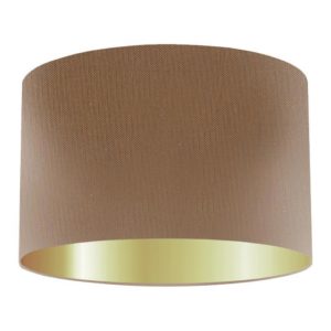 Fudge Silk Drum Lampshade With Gold Lining