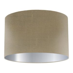 Golden Silk Drum Lampshade with Silver Lining