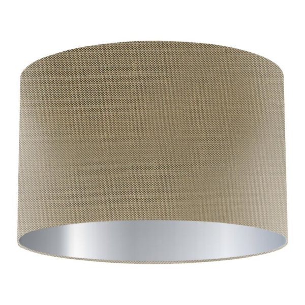 Golden Silk Drum Lampshade with Silver Lining
