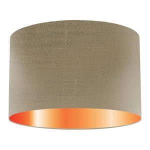 Golden Silk Drum Lampshade With Copper Lining