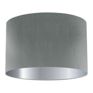 Graphite Silk Drum Lampshade with Silver Lining