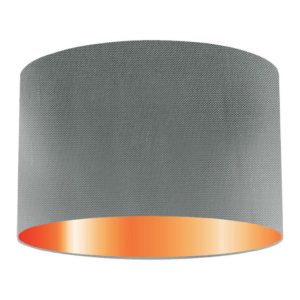 Graphite Silk Drum Lampshade With Copper Lining