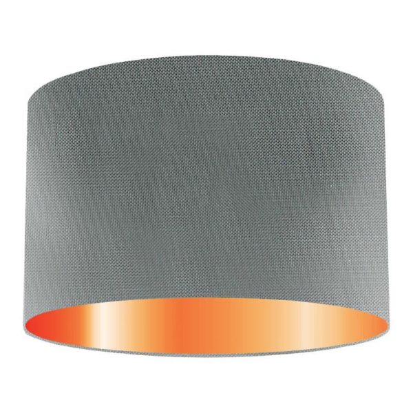 Graphite Silk Drum Lampshade With Copper Lining