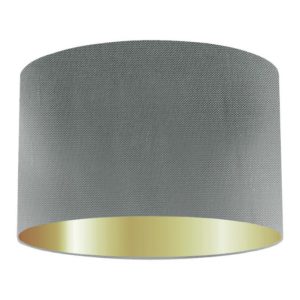 Graphite Silk Drum Lampshade With Gold Lining