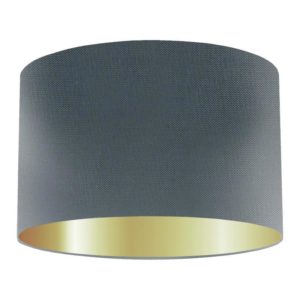 Gunmetal Silk Drum Lampshade With Gold Lining