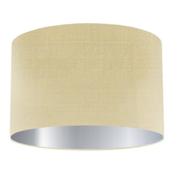 Honey Silk Drum Lampshade with Silver Lining