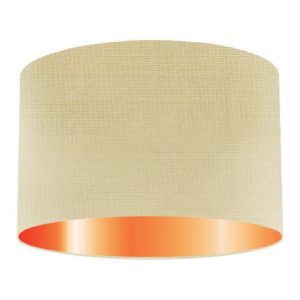 Honey Silk Drum Lampshade With Copper Lining