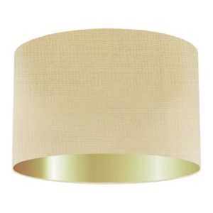 Honey Silk Drum Lampshade With Gold Lining