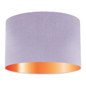 Ice Blue Silk Drum Lampshade With Copper Lining
