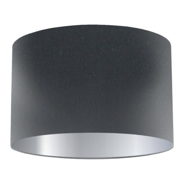 Ink Silk Drum Lampshade with Silver Lining