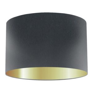Ink Silk Drum Lampshade With Gold Lining