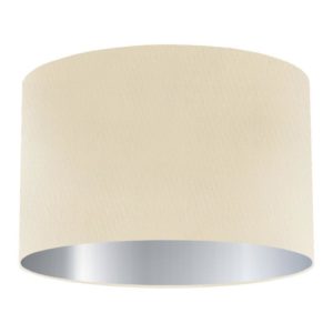 Ivory Silk Drum Lampshade with Silver Lining