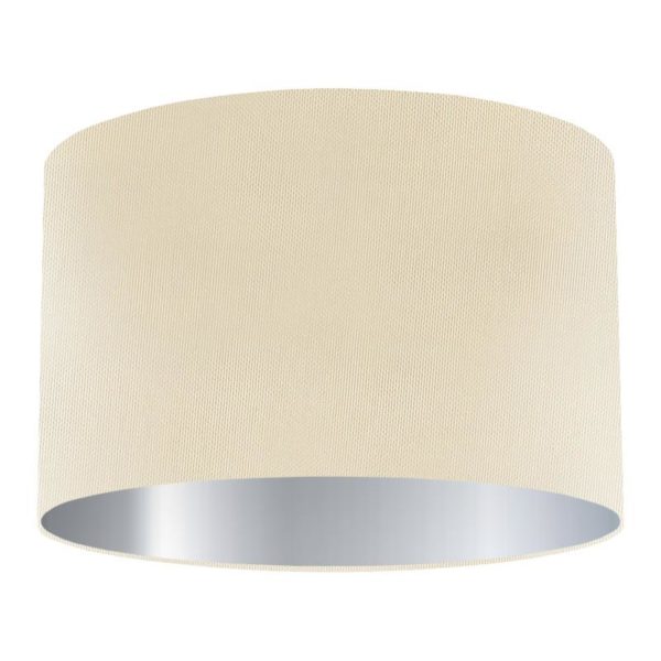 Ivory Silk Drum Lampshade with Silver Lining