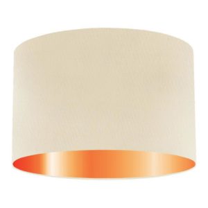Ivory Silk Drum Lampshade With Copper Lining
