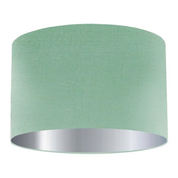 Jade Silk Drum Lampshade with Silver Lining