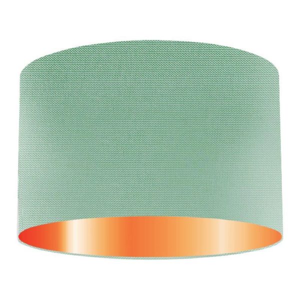 Jade Silk Drum Lampshade With Copper Lining
