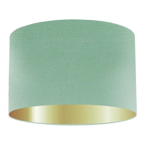Jade Silk Drum Lampshade With Gold Lining