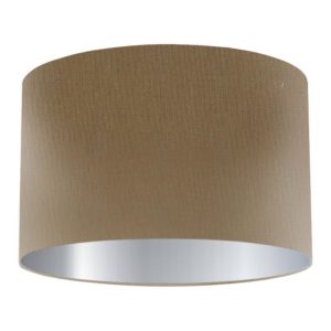 Khaki Silk Drum Lampshade with Silver Lining