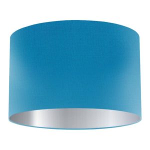 Kingfisher Silk Drum Lampshade with Silver Lining