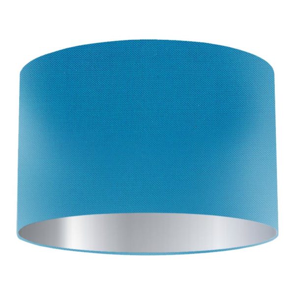 Kingfisher Silk Drum Lampshade with Silver Lining