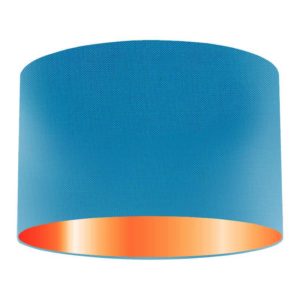 Kingfisher Silk Drum Lampshade With Copper Lining