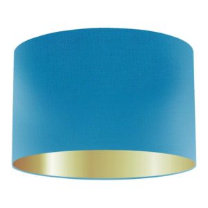 Kingfisher Silk Drum Lampshade With Gold Lining