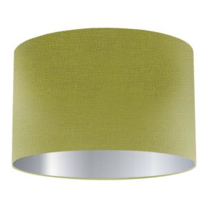 Kiwi Silk Drum Lampshade with Silver Lining