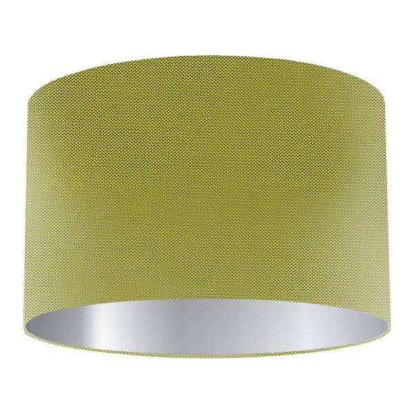 Kiwi Silk Drum Lampshade with Silver Lining