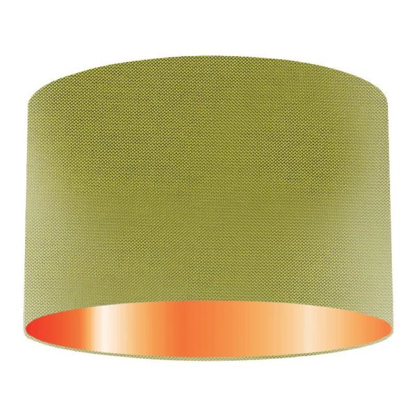 Kiwi Silk Drum Lampshade With Copper Lining