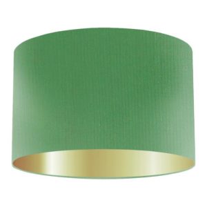 Leaf Silk Drum Lampshade With Gold Lining
