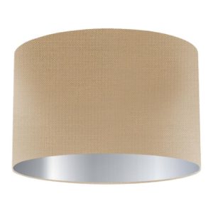 Light Bronze Silk Drum Lampshade with Silver Lining