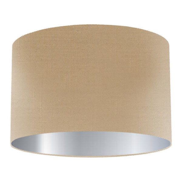 Light Bronze Silk Drum Lampshade with Silver Lining