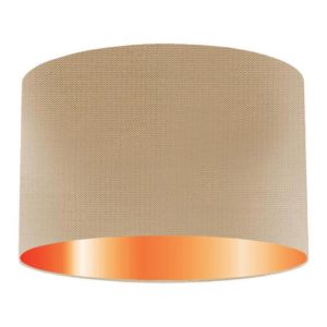 Light Bronze Silk Drum Lampshade With Copper Lining