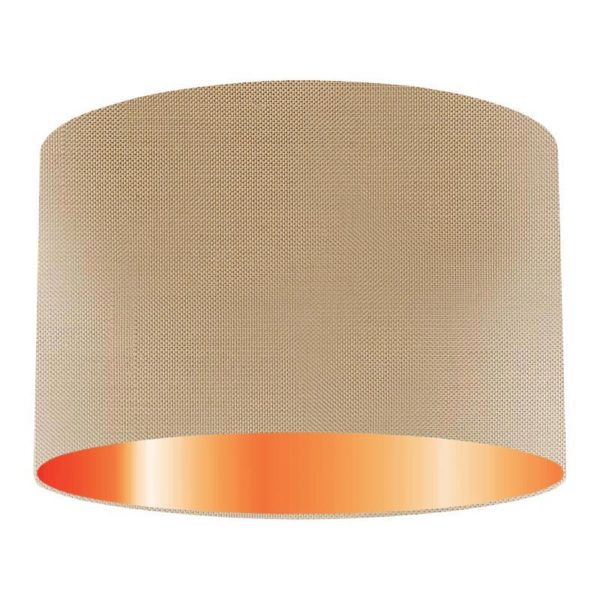 Light Bronze Silk Drum Lampshade With Copper Lining