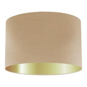 Light Bronze Silk Drum Lampshade With Gold Lining