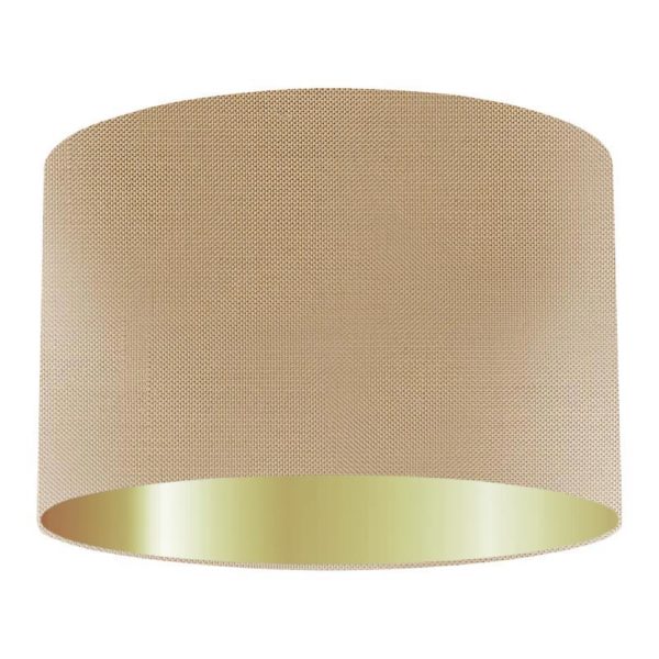 Light Bronze Silk Drum Lampshade With Gold Lining