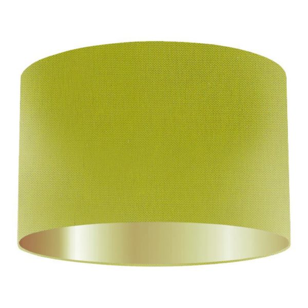 Lime Silk Drum Lampshade With Gold Lining