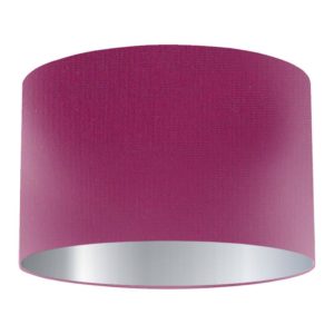 Magenta Silk Drum Lampshade with Silver Lining