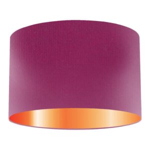 Magenta Silk Drum Lampshade With Copper Lining