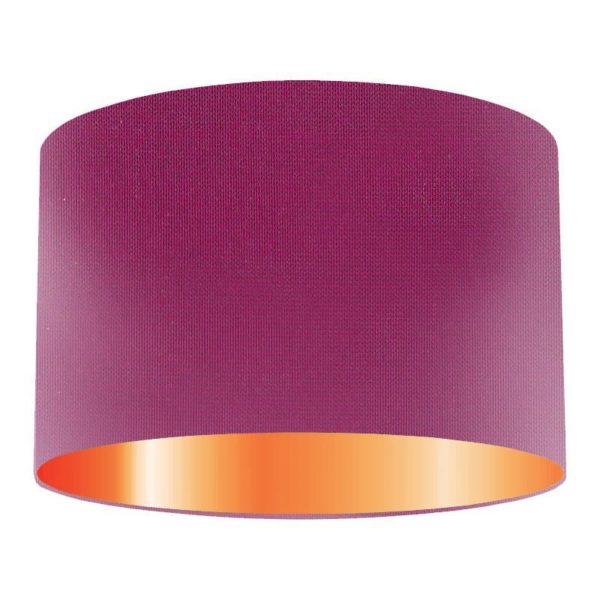 Magenta Silk Drum Lampshade With Copper Lining
