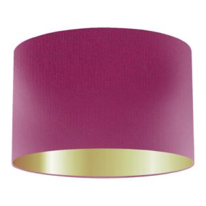 Magenta Silk Drum Lampshade With Gold Lining