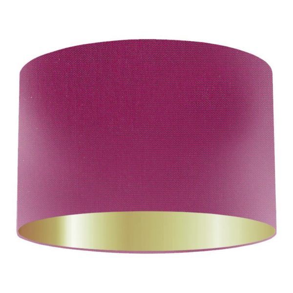 Magenta Silk Drum Lampshade With Gold Lining