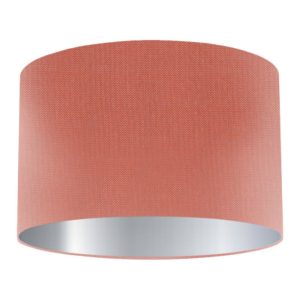 Mango Silk Drum Lampshade with Silver Lining
